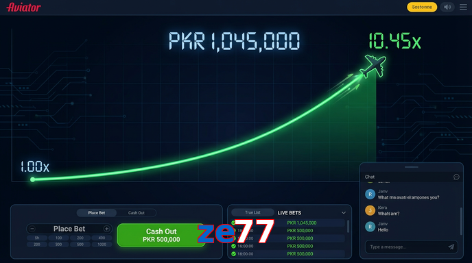 Main screen of Ze77 aviator page for PK players